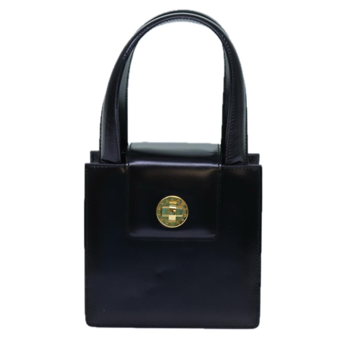 Bvlgari Handbag Leather Black Leather Handbag (Pre-Owned)