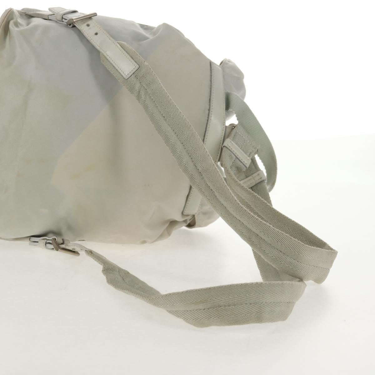 Prada Double Pocket Backpack Chain Shoulder Re-Nylon Gray Nylon Backpack Bag (Pre-Owned)