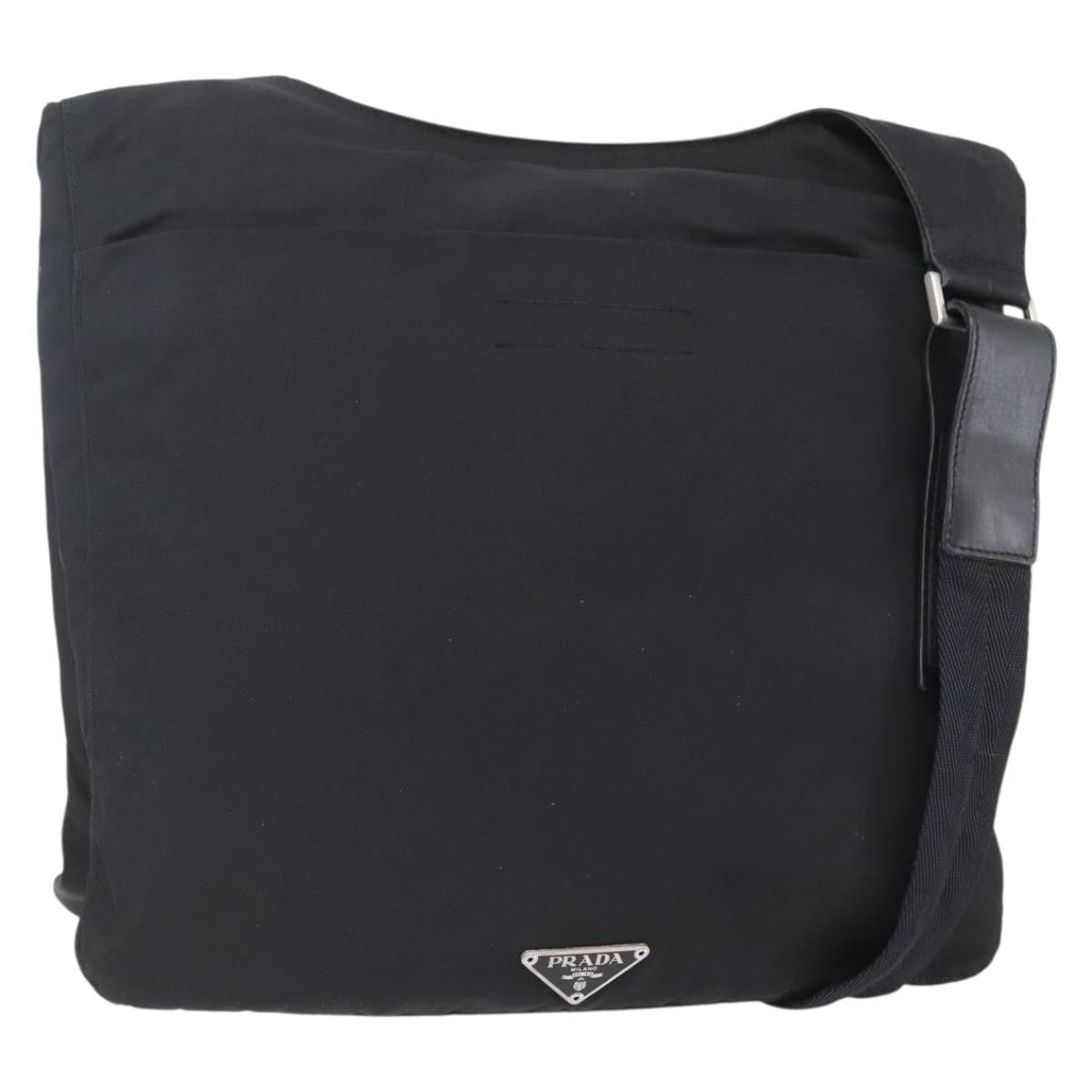 Prada Zip Messenger Quilted Tessuto Black Nylon Shoulder Bag Bag (Pre-Owned)