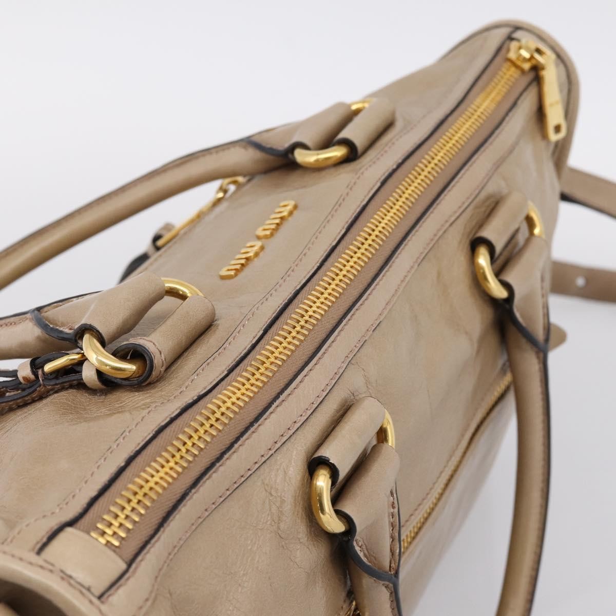 Miu Miu Convertible Bauletto Vitello Shine Beige Leather Handbag (Pre-Owned)