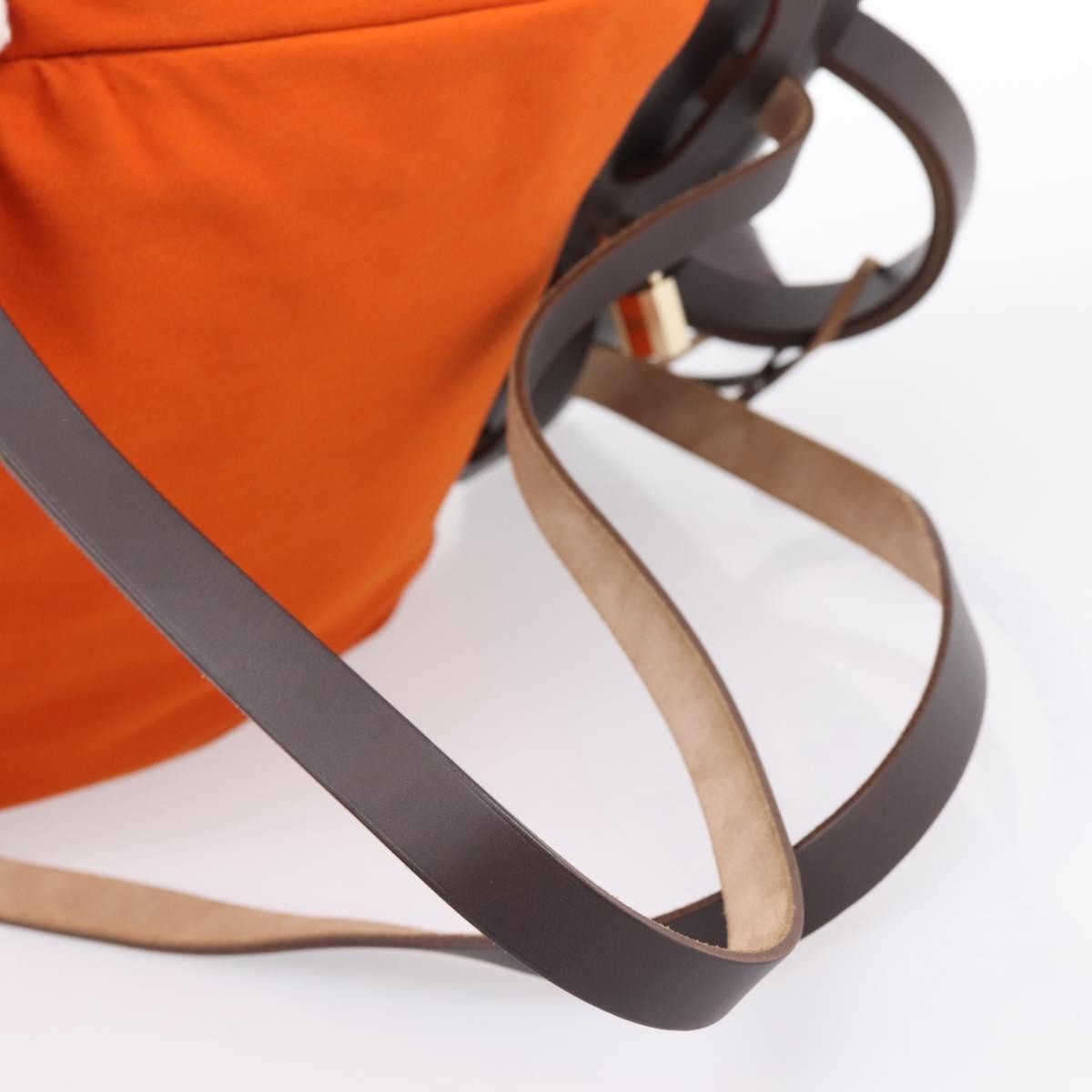 Hermes Herbag A Dos Toile Orange Canvas Backpack Bag (Pre-Owned)