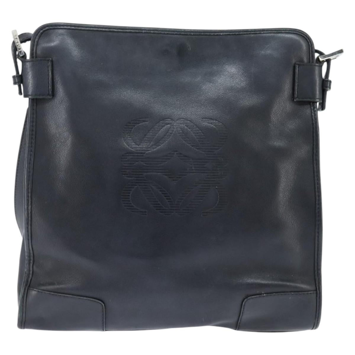 Loewe Anagram Leather Black Leather Shoulder Bag Bag (Pre-Owned)
