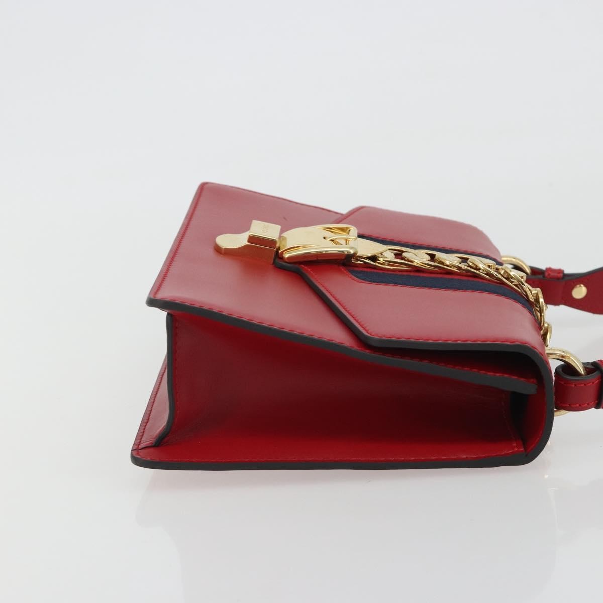 Gucci Sylvie Leather Red Leather Shoulder Bag Bag (Pre-Owned)