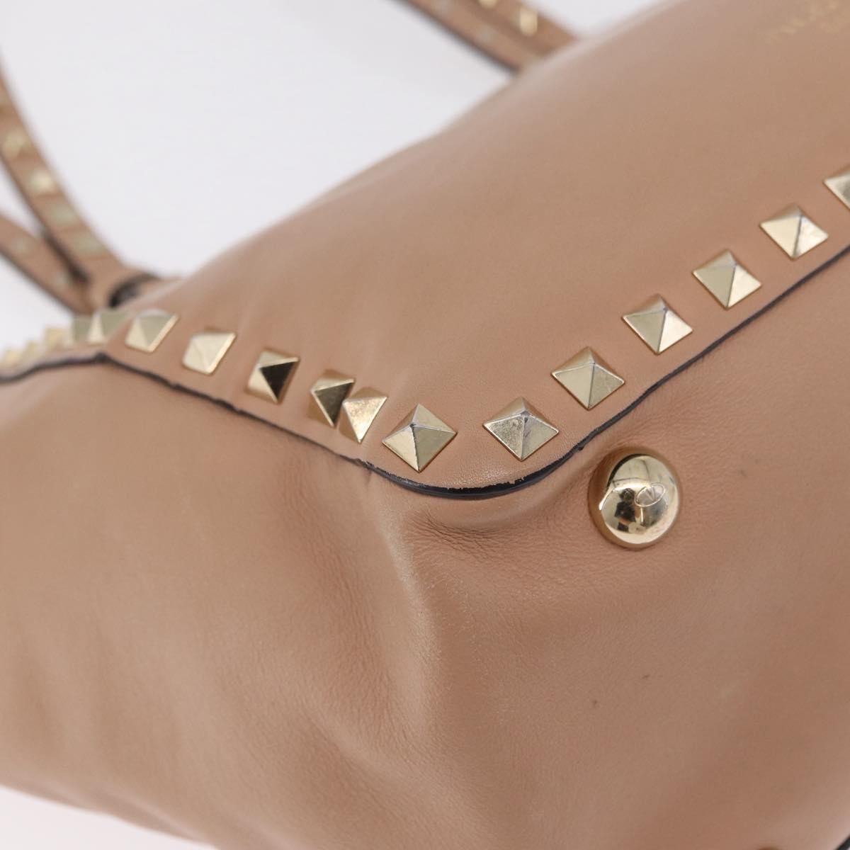 Valentino Garavani Rockstud Soft Leather Beige Leather Tote Bag Bag (Pre-Owned)