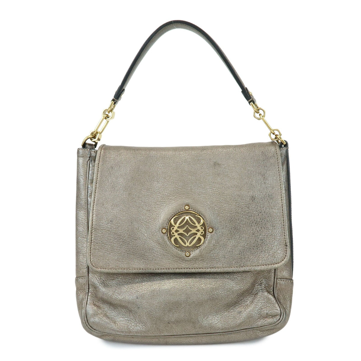 Loewe Shoulder Bag Leather Silver Leather Shoulder Bag Bag (Pre-Owned)