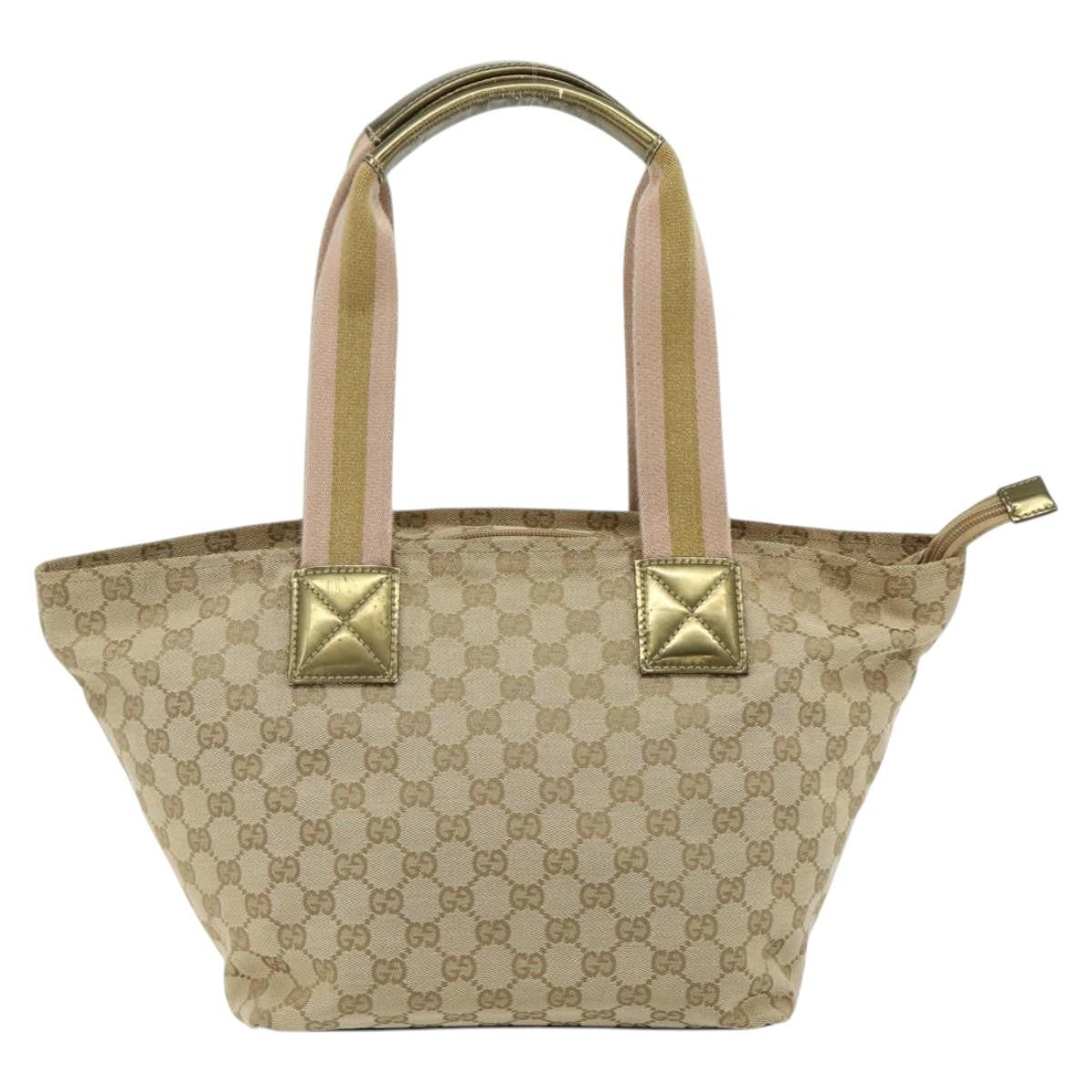 Gucci Web Zip Tote Gg Canvas And Leather Beige Canvas Tote Bag Bag (Pre-Owned)