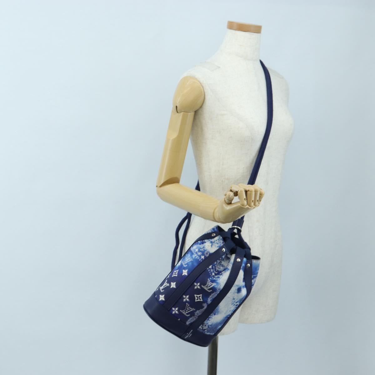 Louis Vuitton Randonnee Limited Edition Monogram Bandana Leather Blue Canvas Shoulder Bag Bag (Pre-Owned)