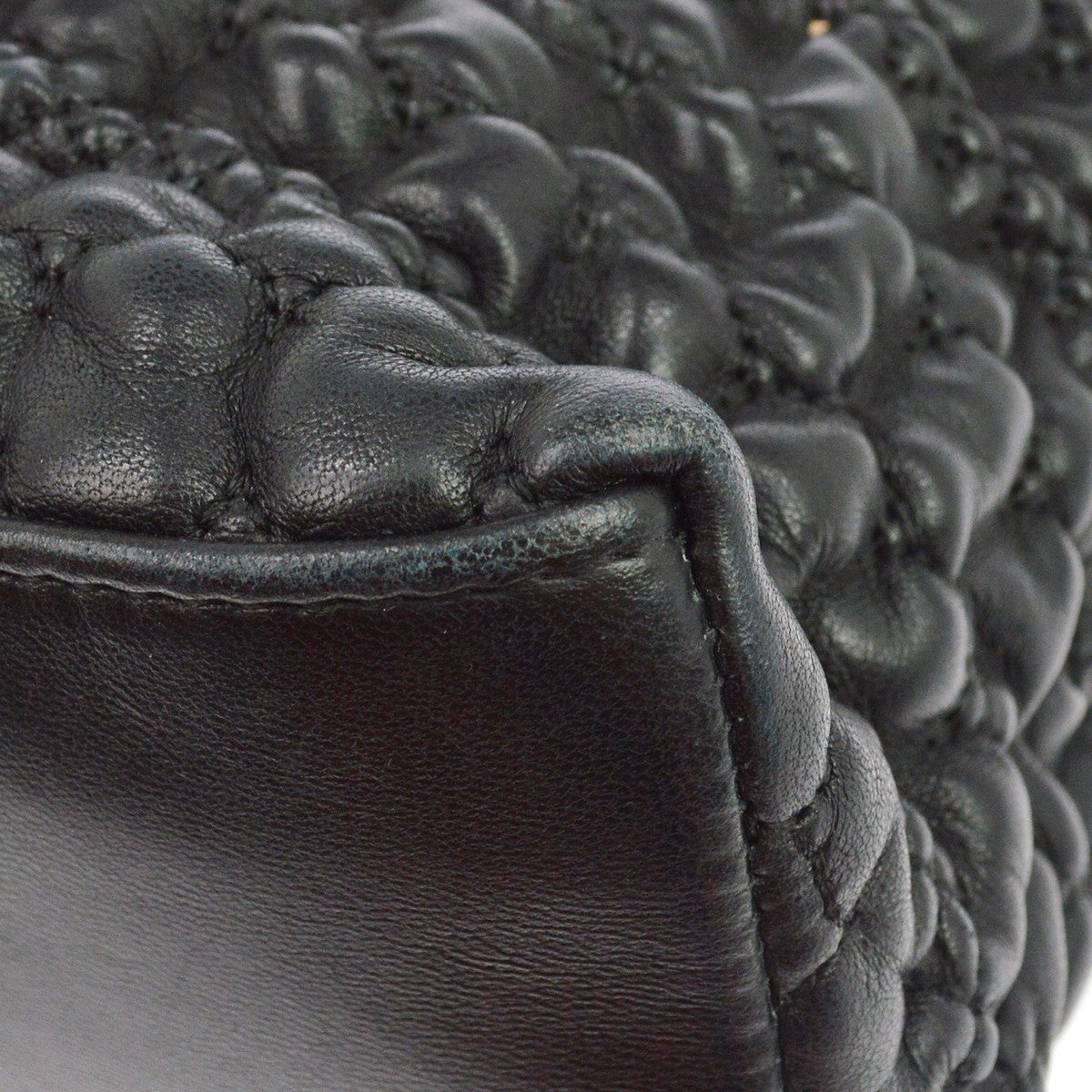 Chanel Hidden Chain Wrinkled Lambskin Black Leather Tote Bag Bag (Pre-Owned)