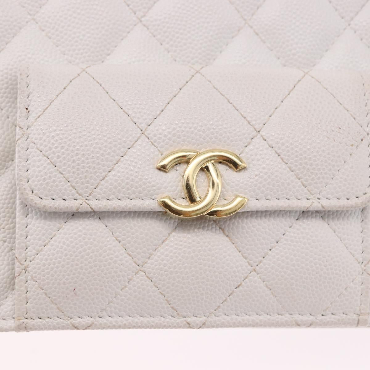 Chanel Pocket Twins Wallet On Chain Quilted Caviar White Leather Shoulder Bag Bag (Pre-Owned)