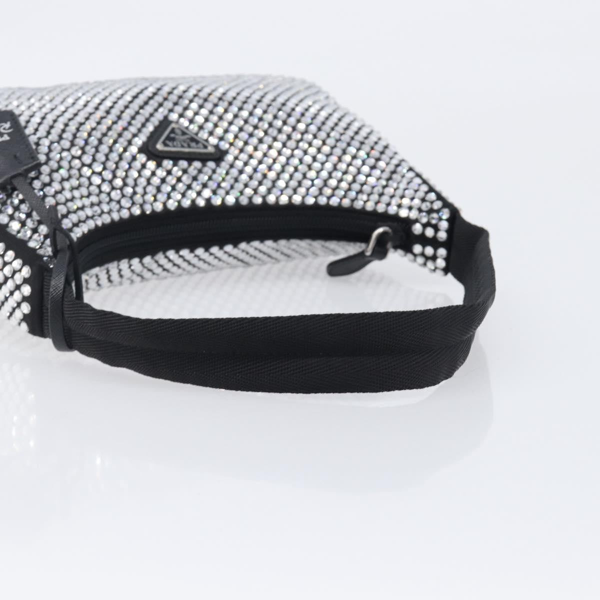 Prada Re-Edition 2000 Hobo Crystal Embellished Satin Silver Silk Shoulder Bag Bag (Pre-Owned)