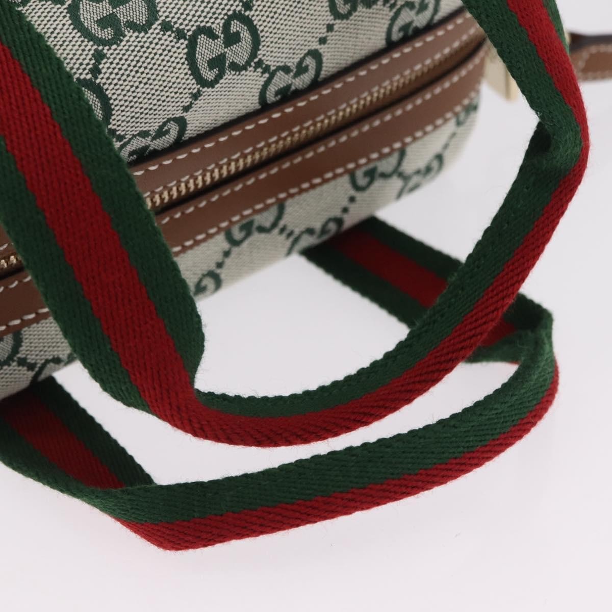 Gucci Web Boston Gg Canvas Green Canvas Handbag (Pre-Owned)