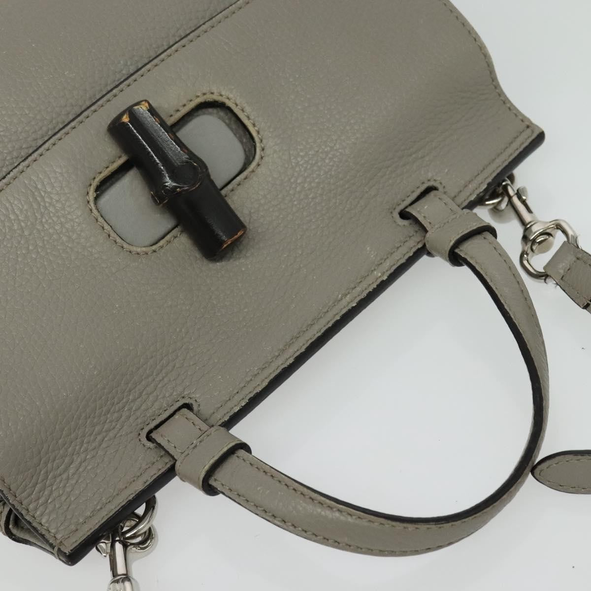 Gucci Bamboo Daily Top Handle Leather Gray Leather Shoulder Bag Bag (Pre-Owned)