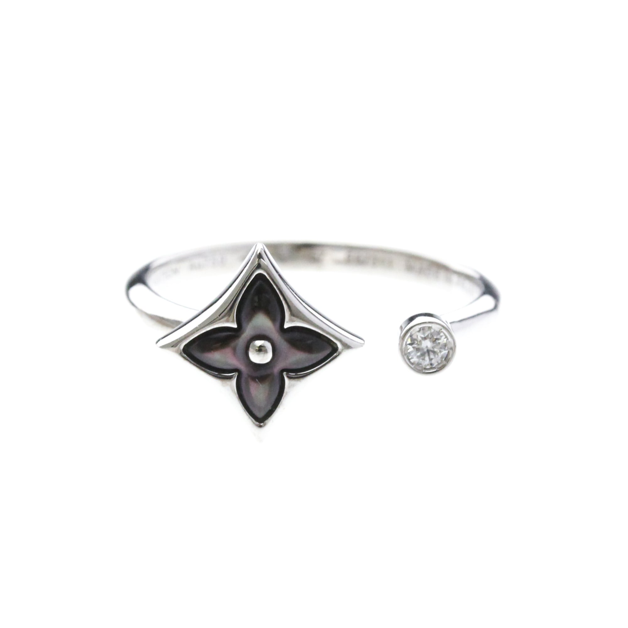 Louis Vuitton Color Blossom Mini Star 18K White Gold With Mother Of Pearl And Diamond Silver White_Gold Ring Jewelry (Pre-Owned)