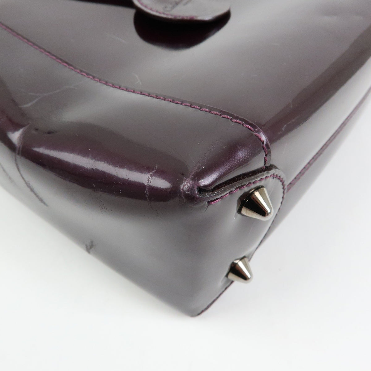 Christian Dior Handbag Leather Purple Patent_Leather Handbag (Pre-Owned)