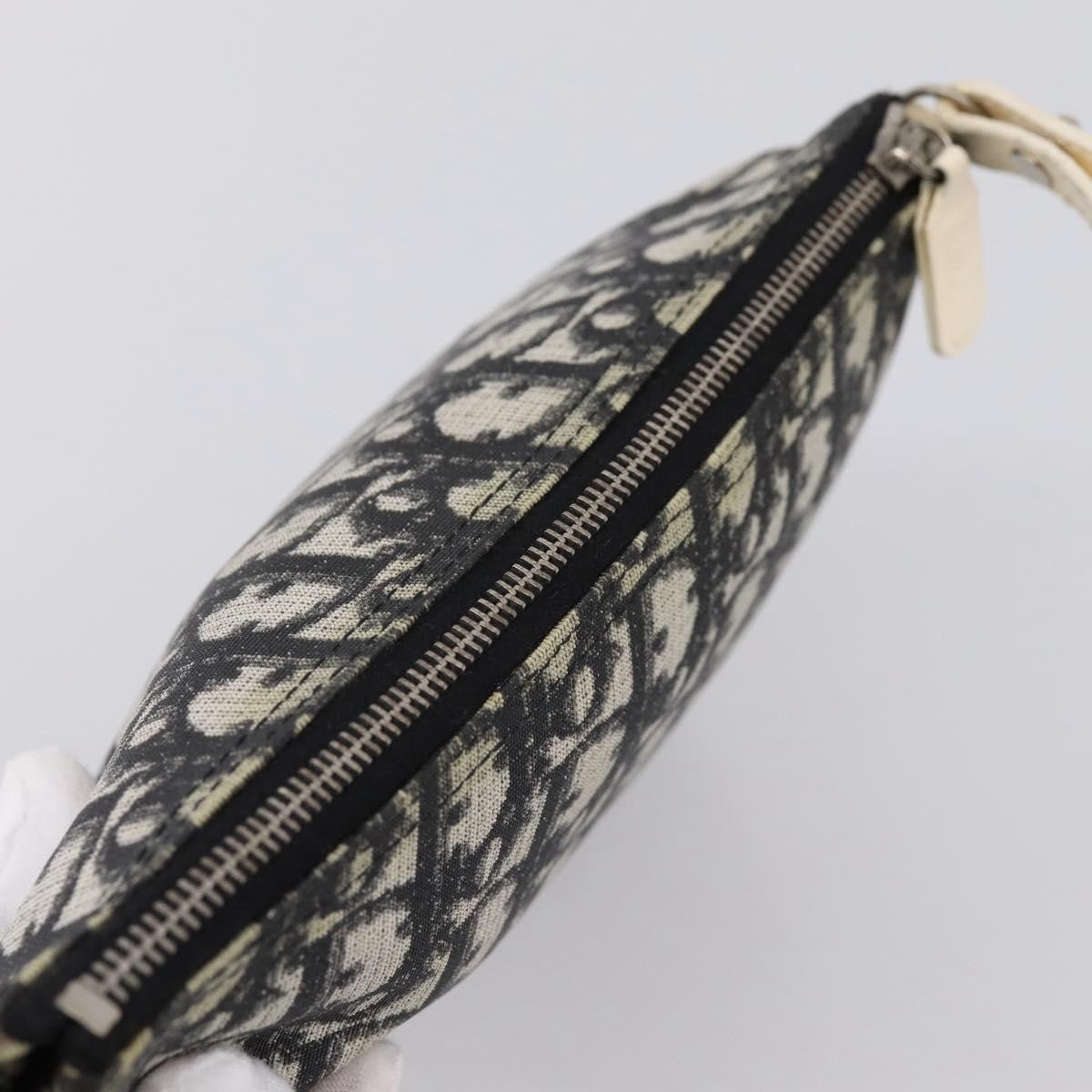 Christian Dior Vintage Saddle Diorissimo Canvas Gray Canvas Handbag (Pre-Owned)