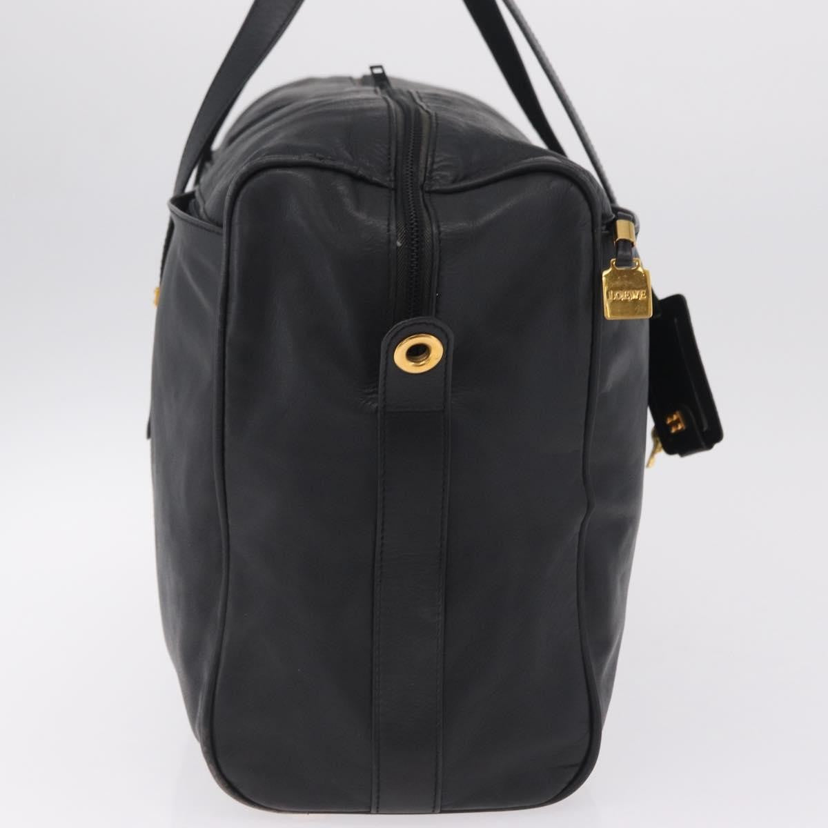 Loewe Travel Line Boston Black Leather Travel Bag Bag (Pre-Owned)