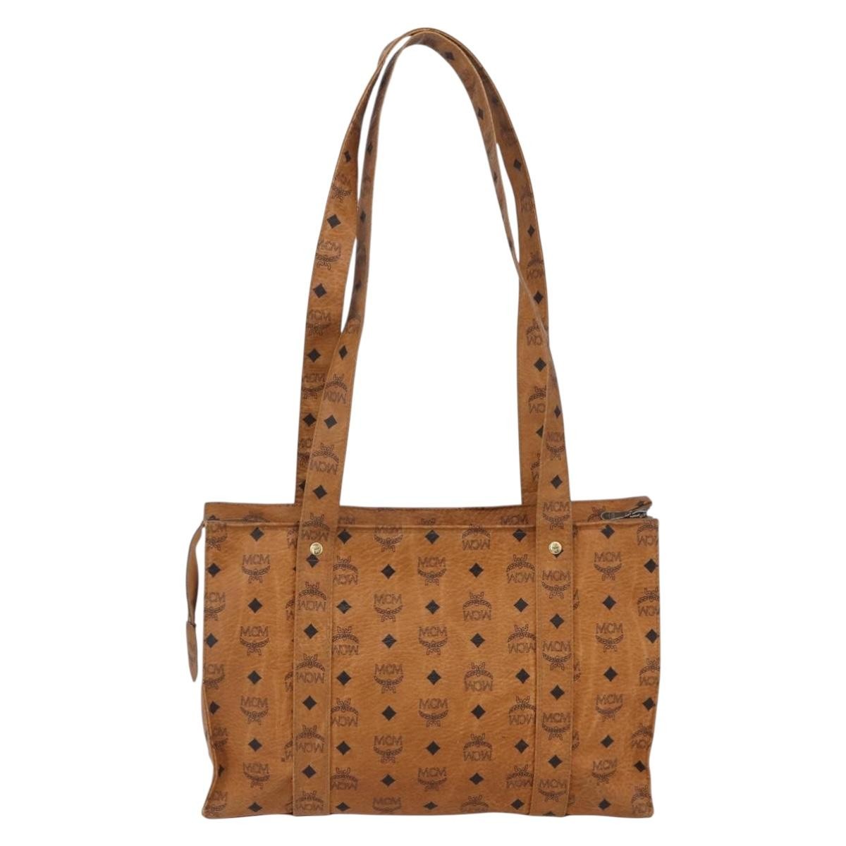 MCM Vintage Visetos Canvas Brown Canvas Tote Bag Bag (Pre-Owned)