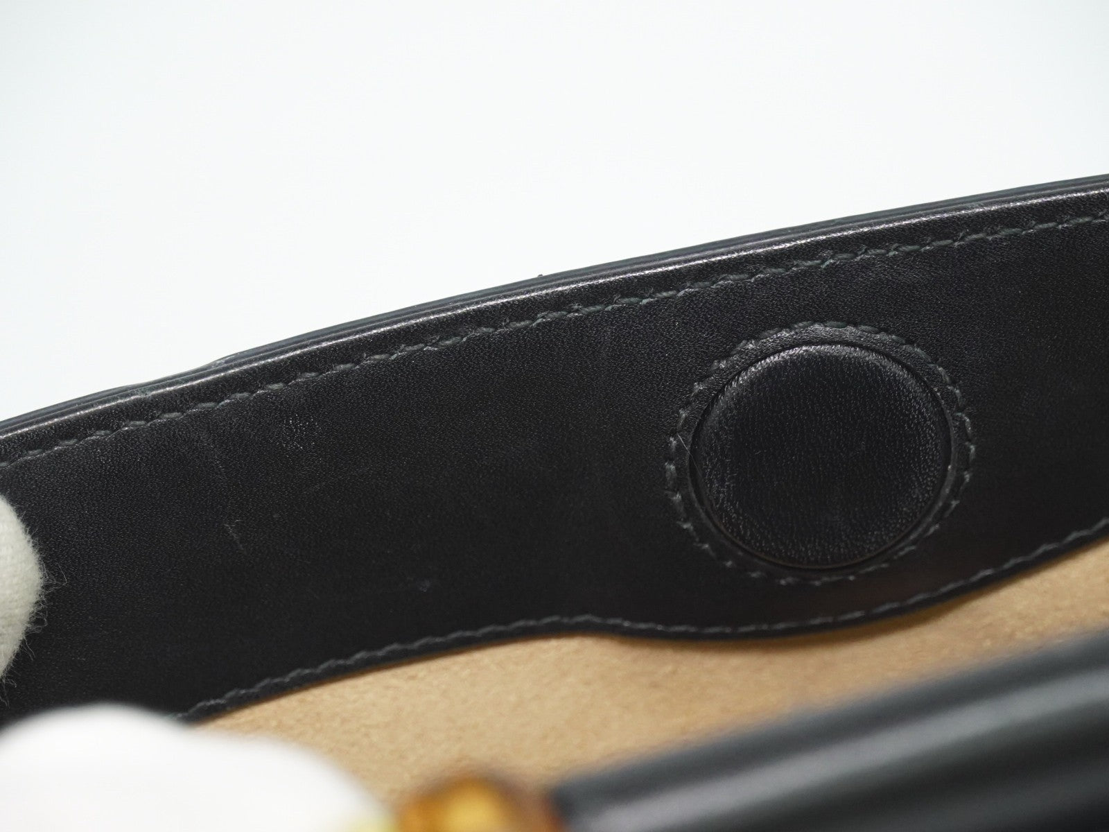 Gucci Nymphaea Top Handle Leather Black Leather Handbag (Pre-Owned)