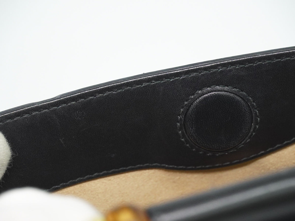 Gucci Nymphaea Top Handle Leather Black Leather Handbag (Pre-Owned)