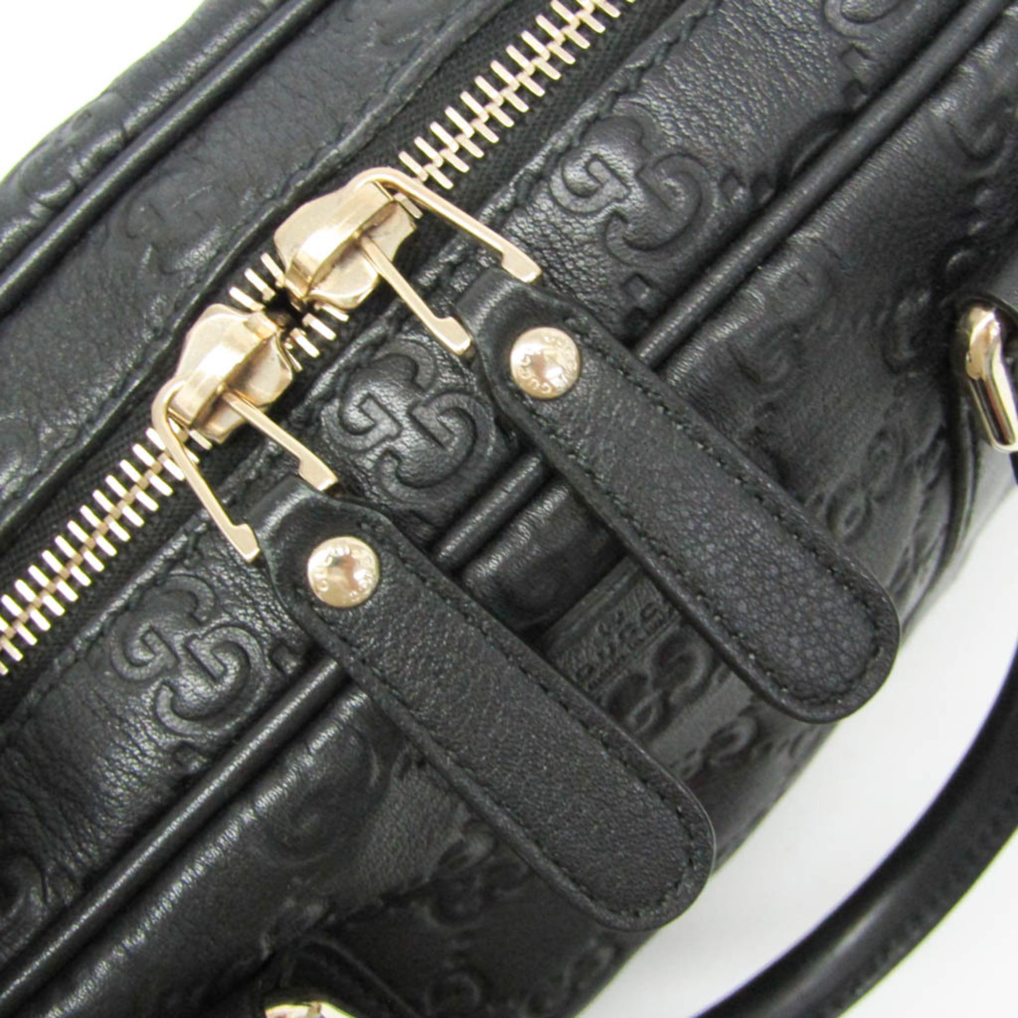 Gucci Convertible Briefcase Guccissima Leather Black Leather Briefcase Bag (Pre-Owned)