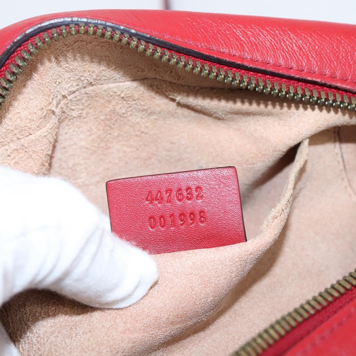 Gucci Gg Marmont Matelasse Leather Red Leather Shoulder Bag Bag (Pre-Owned)