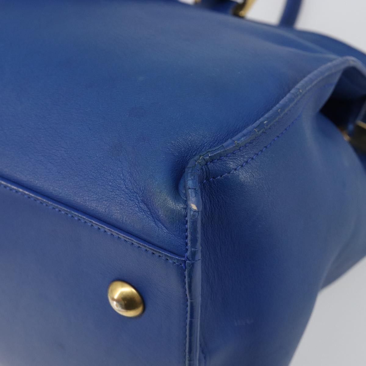 Saint Laurent Classic Y Cabas Leather Blue Leather Tote Bag Bag (Pre-Owned)