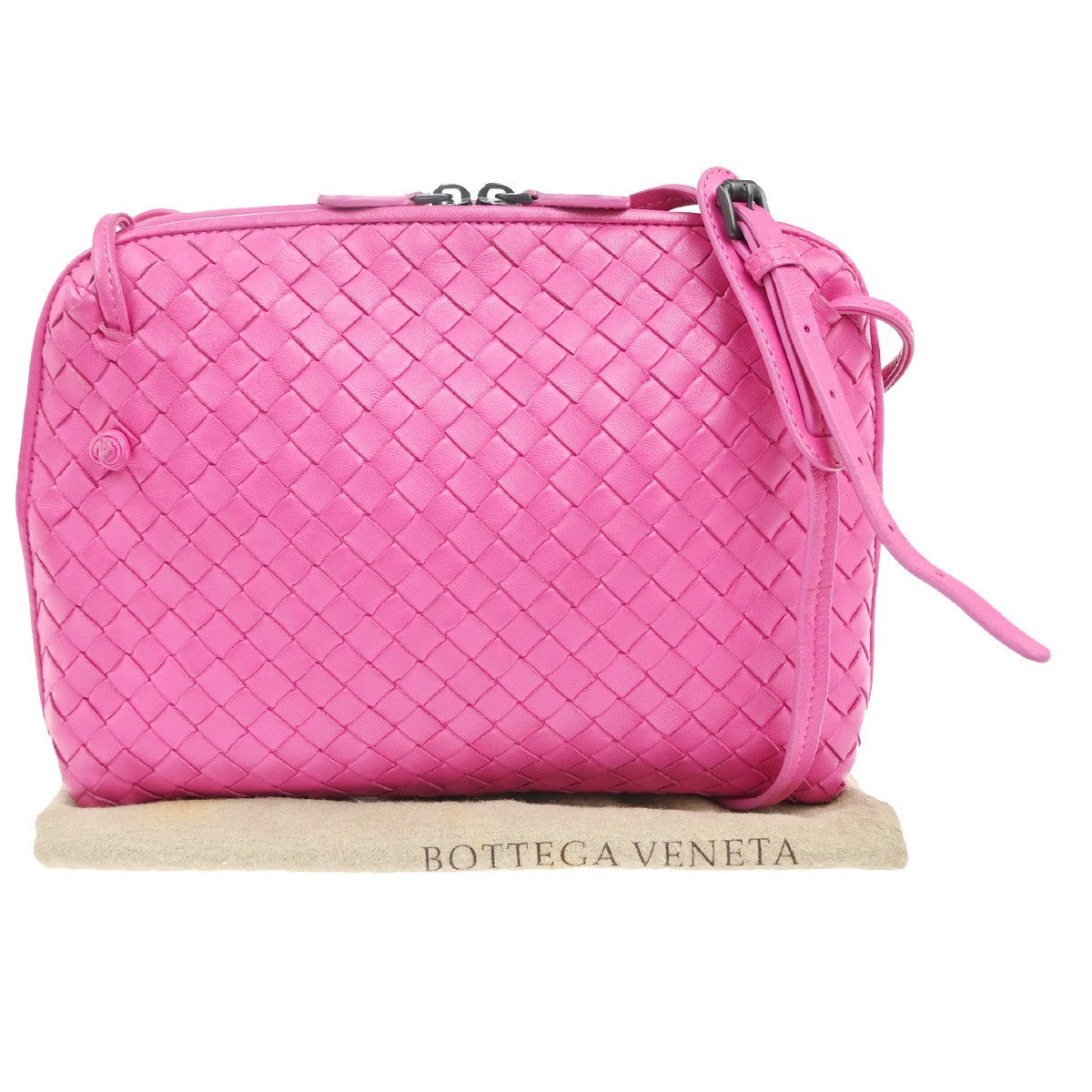Bottega Veneta Nodini Intrecciato Nappa Pink Leather Shoulder Bag Bag (Pre-Owned)