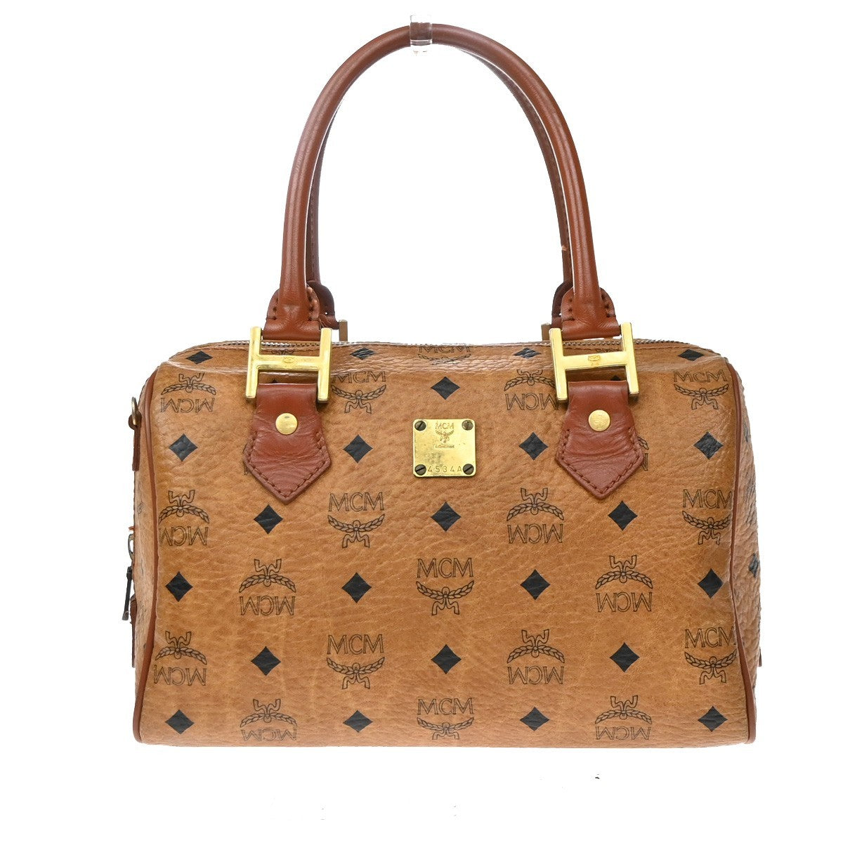 MCM Visetos Logogramme Canvas And Leather Brown Leather Handbag (Pre-Owned)