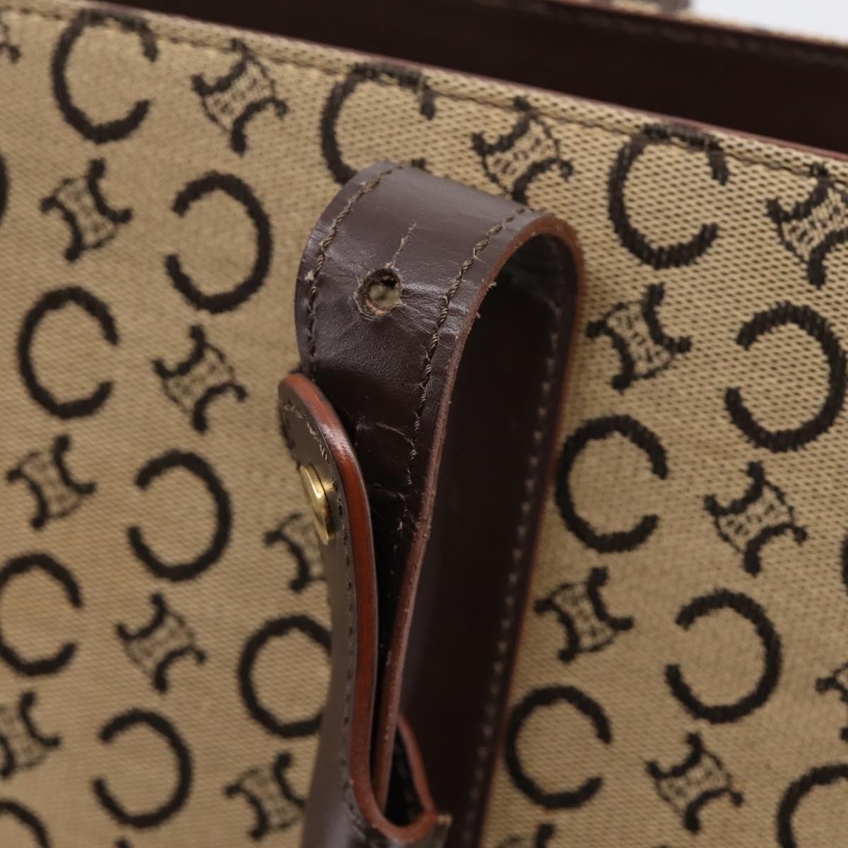 Celine C Macadam Canvas And Leather Beige Canvas Tote Bag Bag (Pre-Owned)