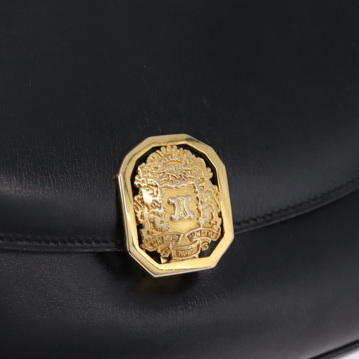 Celine Shoulder Leather Black Leather Shoulder Bag Bag (Pre-Owned)
