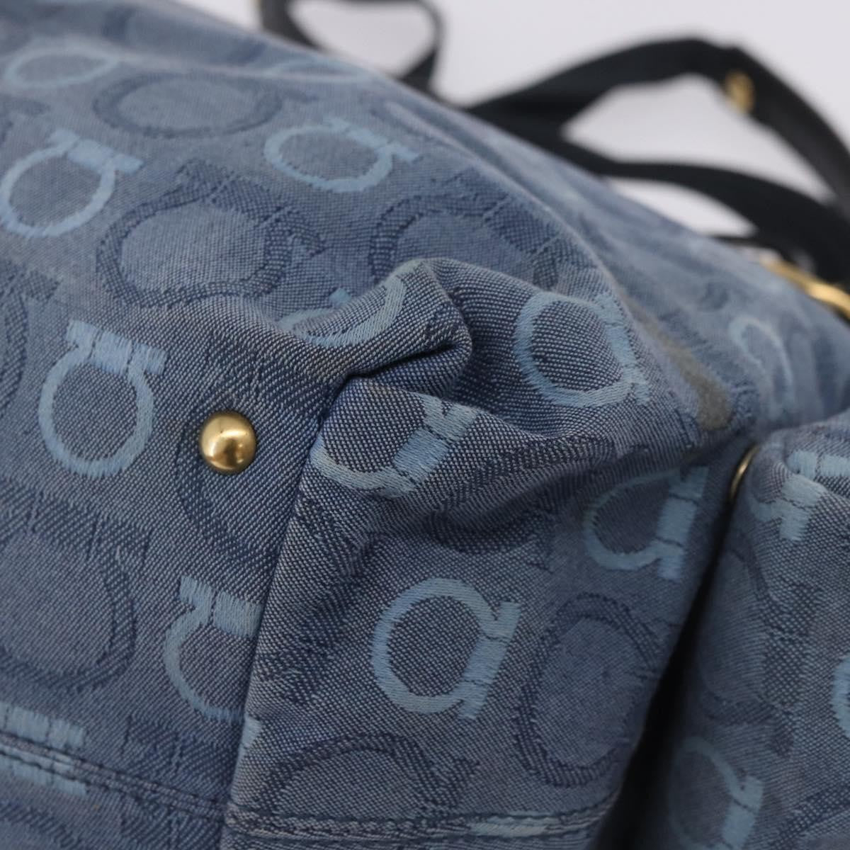 Salvatore Ferragamo Gancini Canvas Navy Canvas Crossbody Bag Bag (Pre-Owned)