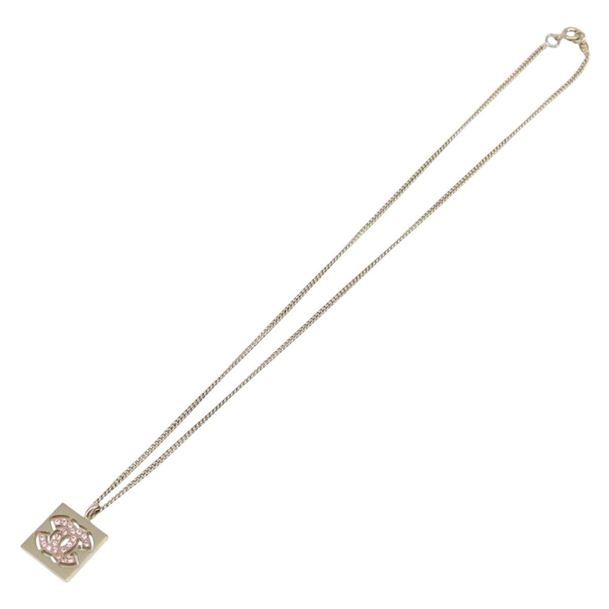 Chanel Square Cc Pendant Metal Gold Metal Necklace Jewelry (Pre-Owned)