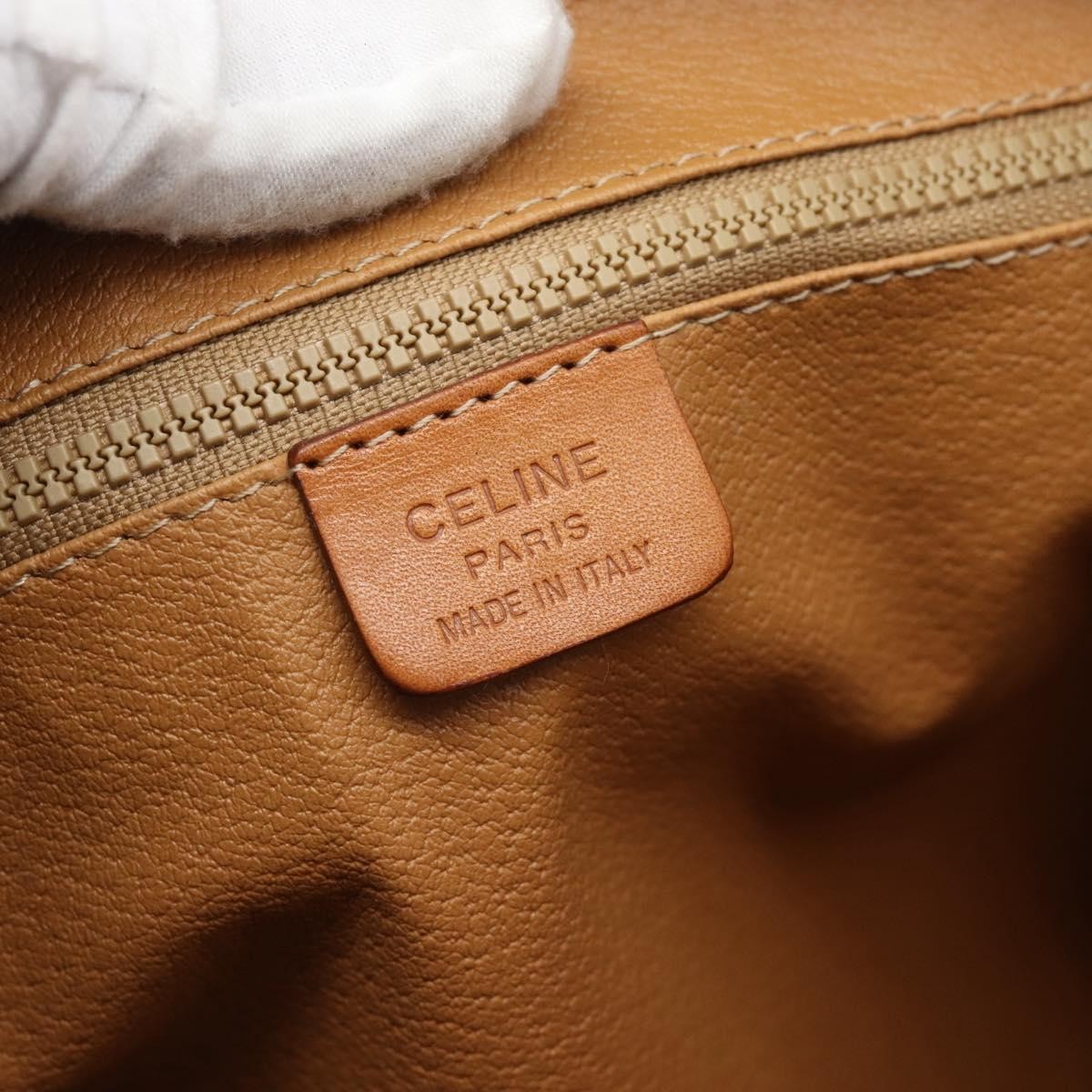 Celine Vintage Macadam Boston Canvas Brown Canvas Handbag (Pre-Owned)