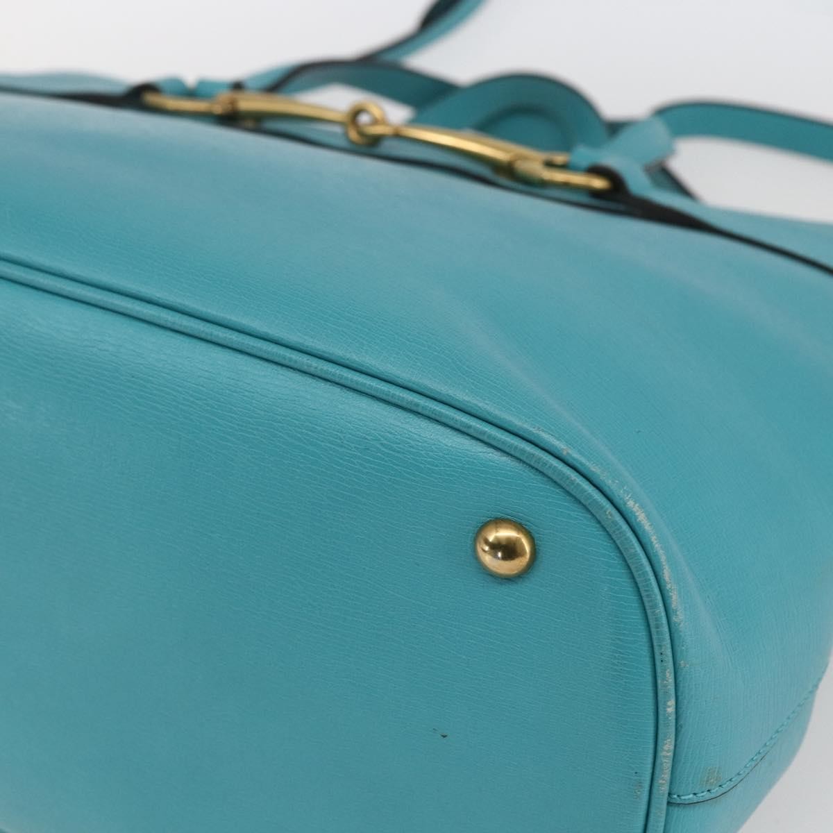 Gucci Bright Bit Convertible Tote Leather Blue Leather Tote Bag Bag (Pre-Owned)