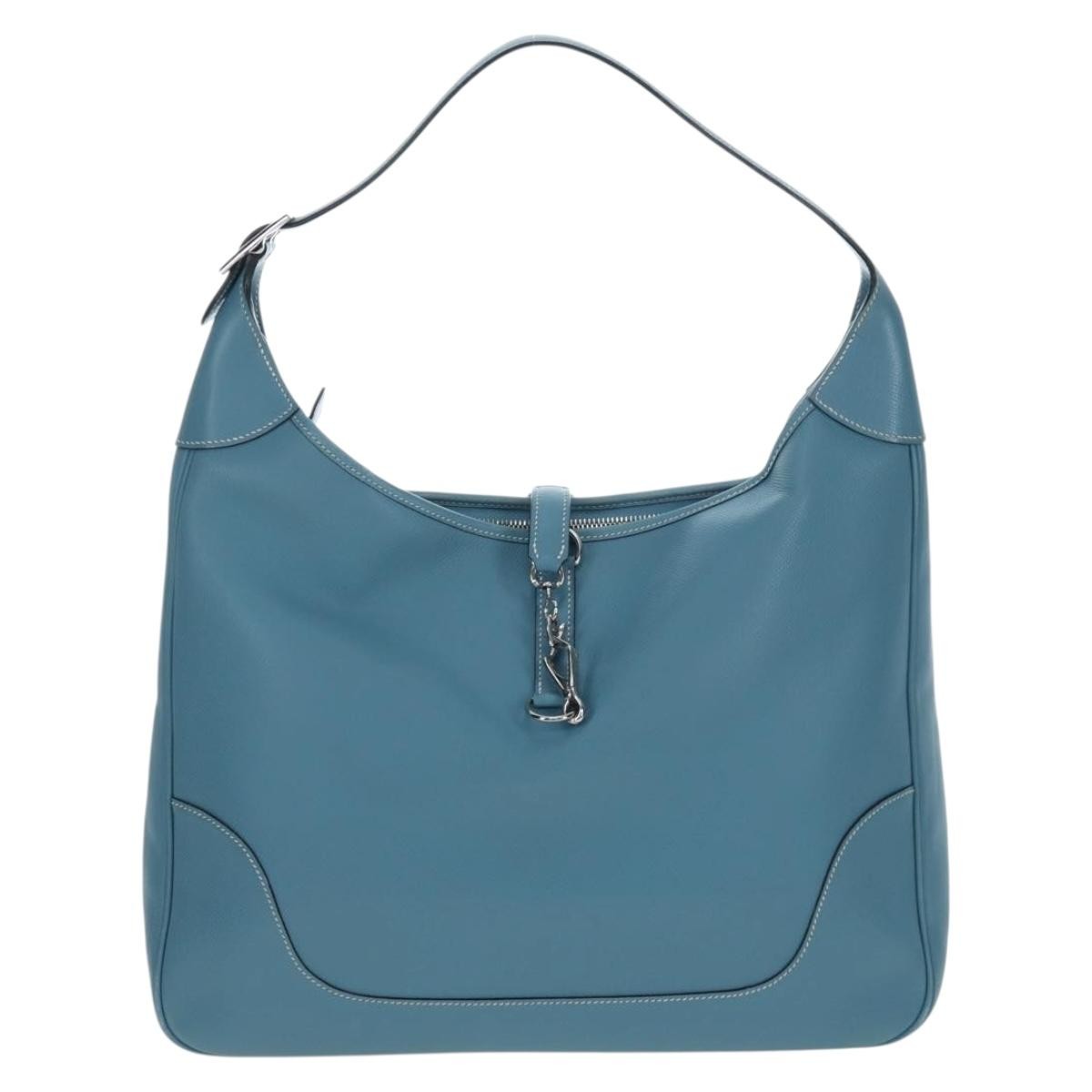 Hermes Trim Clemence Blue Leather Shoulder Bag Bag (Pre-Owned)