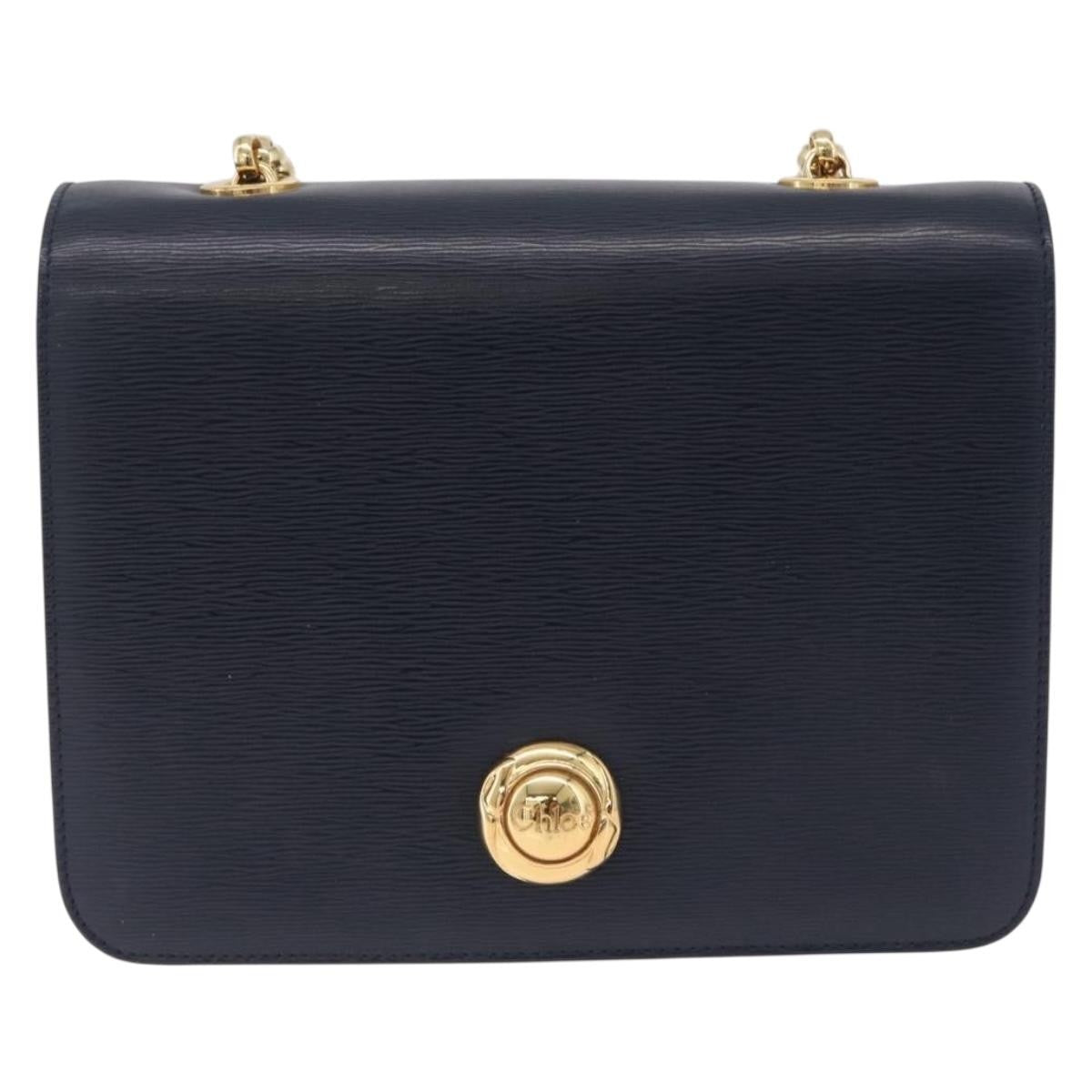 Chloe Shoulder Bag Leather Navy Leather Shoulder Bag Bag (Pre-Owned)