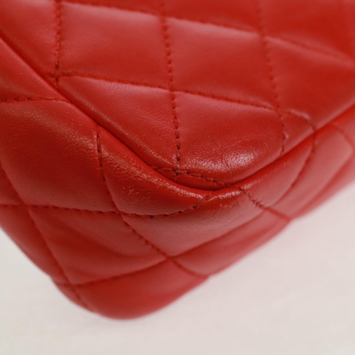 Chanel Two Tone Flap Quilted Lambskin Red Leather Shoulder Bag Bag (Pre-Owned)