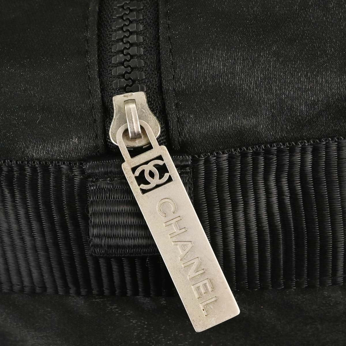 Chanel Sport Line Double Pocket Duffle Quilted Nylon Black Nylon Handbag (Pre-Owned)