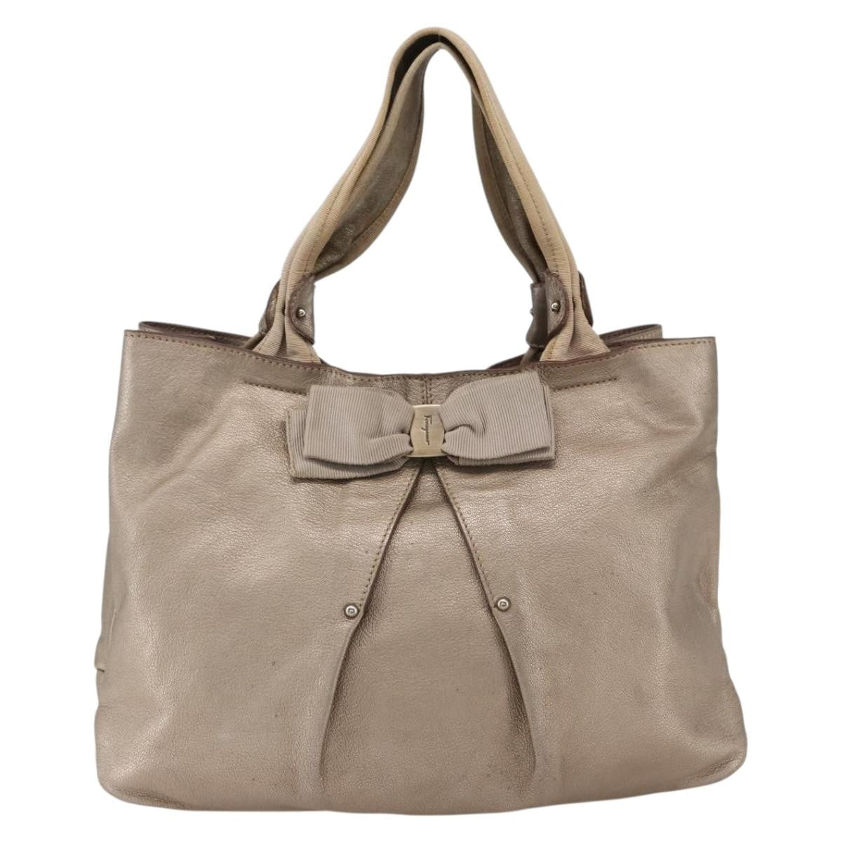 Salvatore Ferragamo Vala Leather Gold Leather Handbag (Pre-Owned)