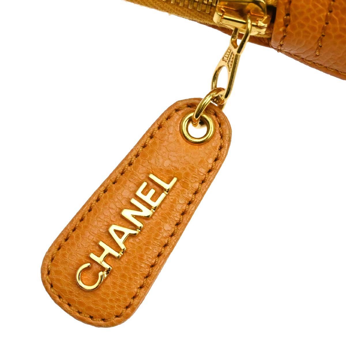 Chanel Vintage Front Pocket Leather Orange Leather Shoulder Bag Bag (Pre-Owned)