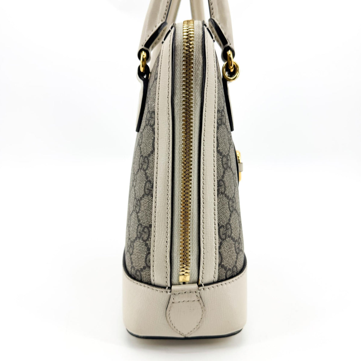 Gucci Horsebit 1955 Top Handle Gg Coated Canvas With Leather Beige Canvas Handbag (Pre-Owned)
