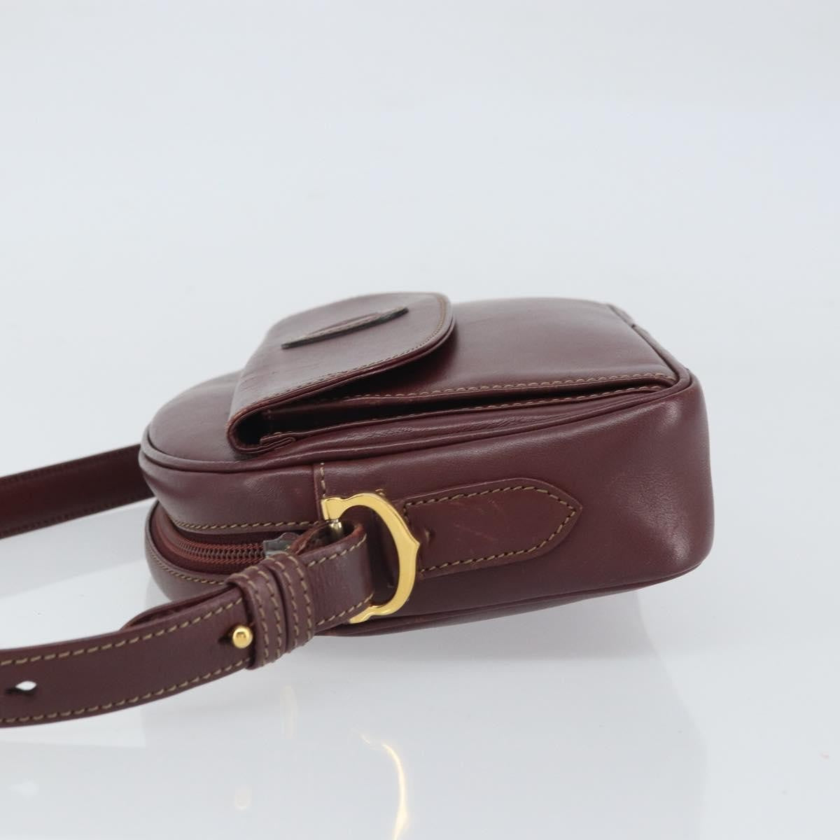 Cartier Must De Cartier Leather Burgundy Leather Shoulder Bag Bag (Pre-Owned)