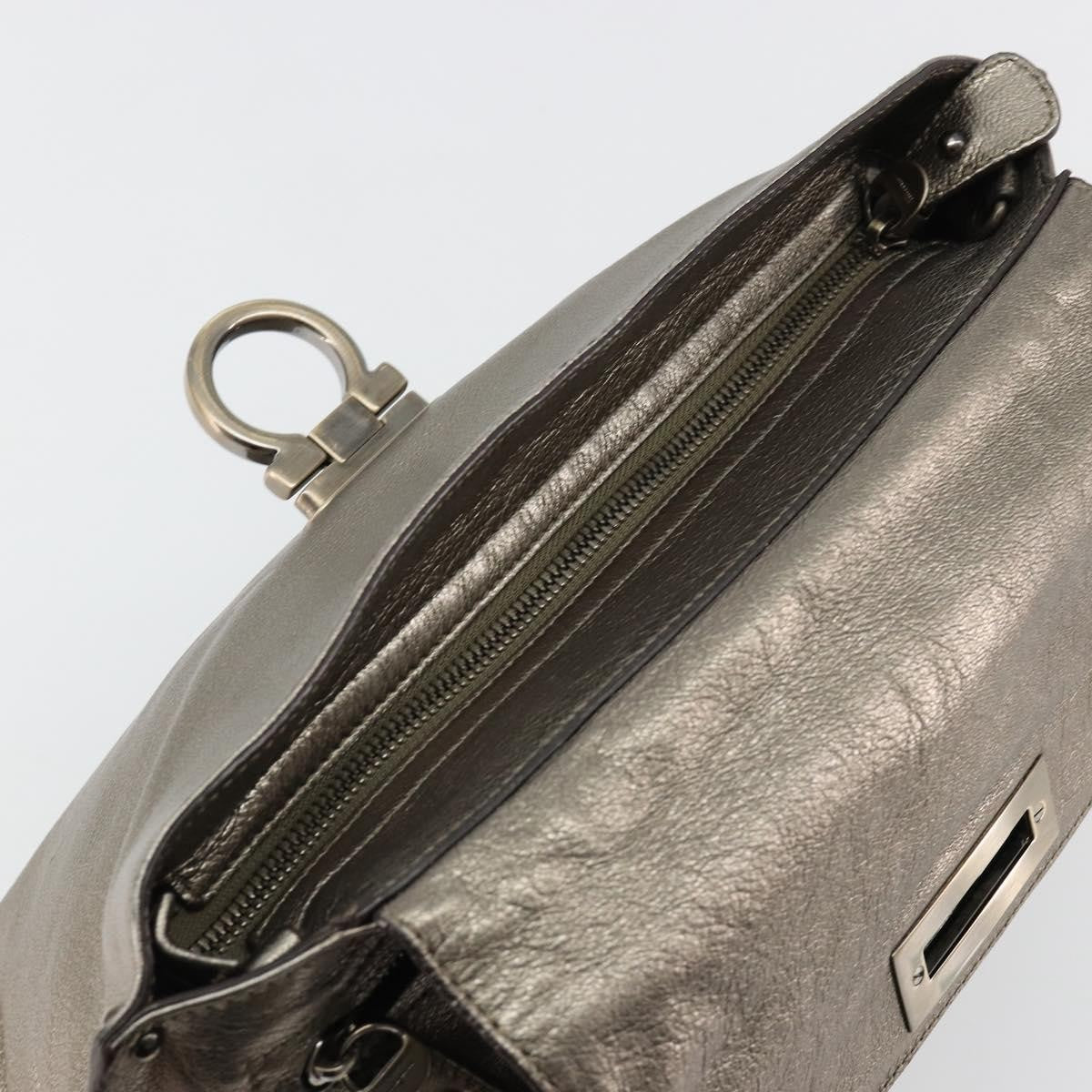 Salvatore Ferragamo Sofia Satchel Leather Silver Leather Handbag (Pre-Owned)