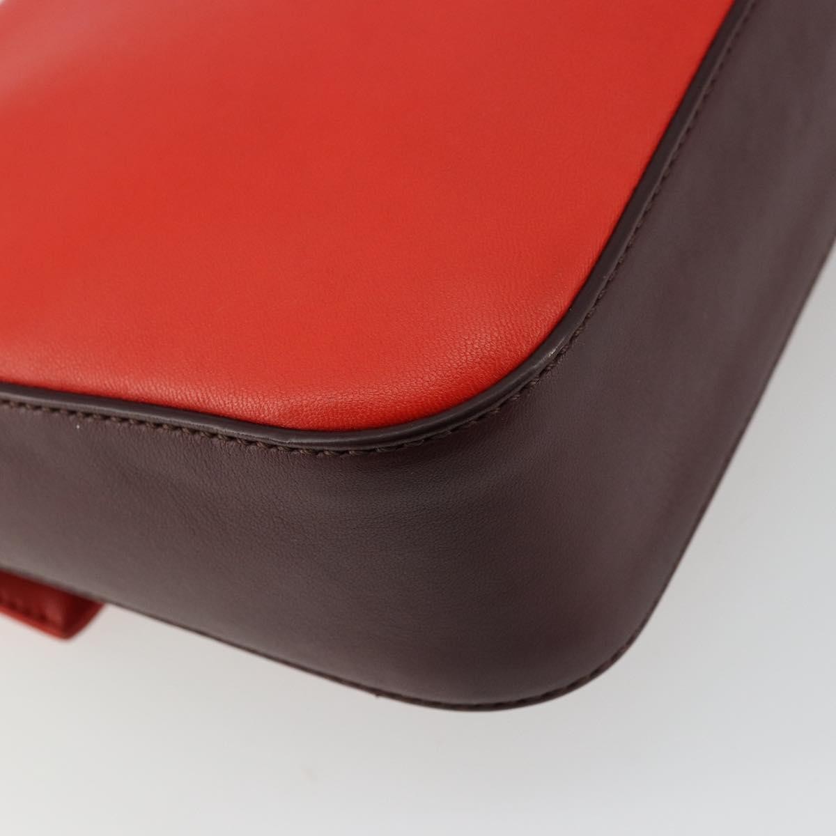 Fendi Be Baguette Flap Leather Red Leather Handbag (Pre-Owned)