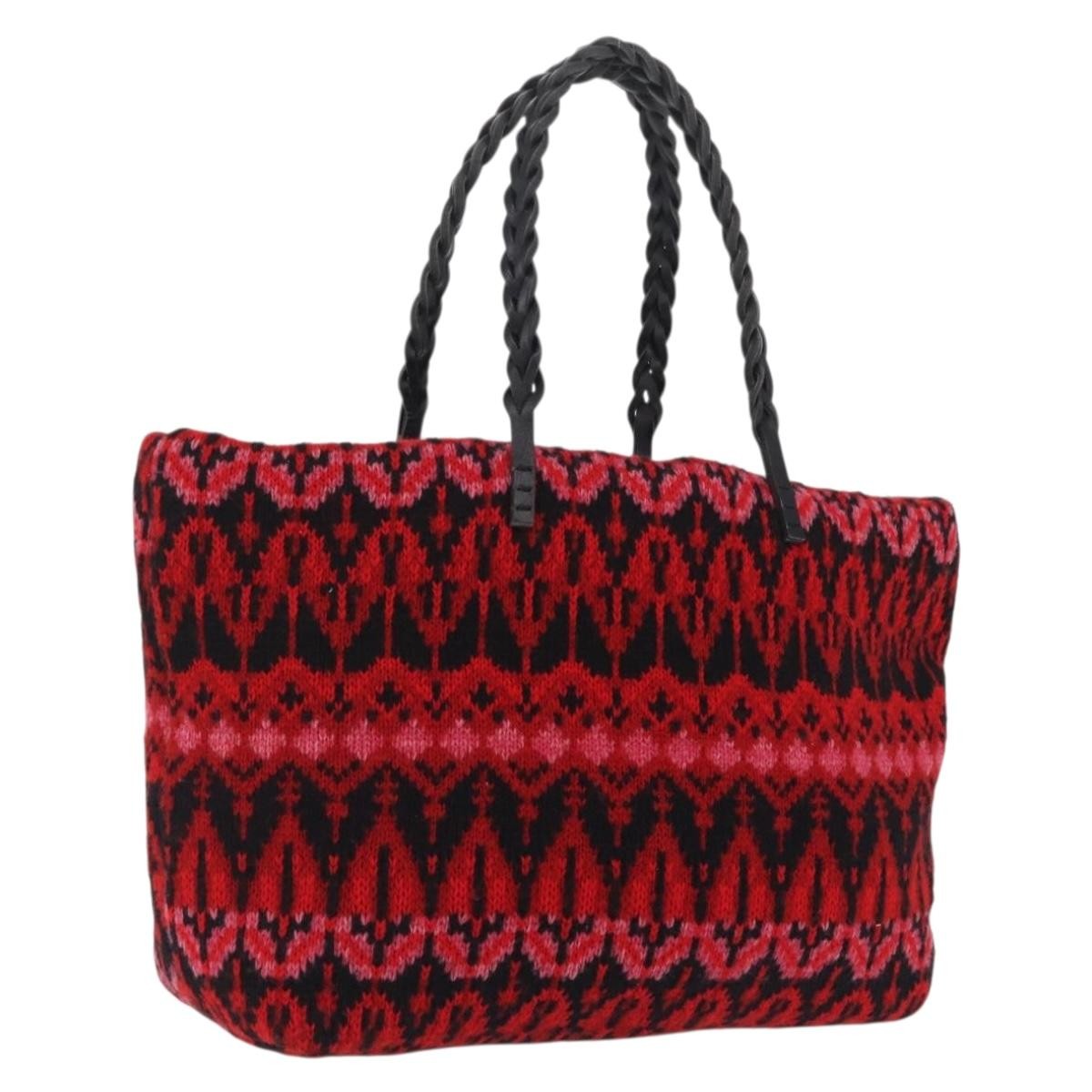 Fendi Vintage Wool Red Wool Tote Bag Bag (Pre-Owned)