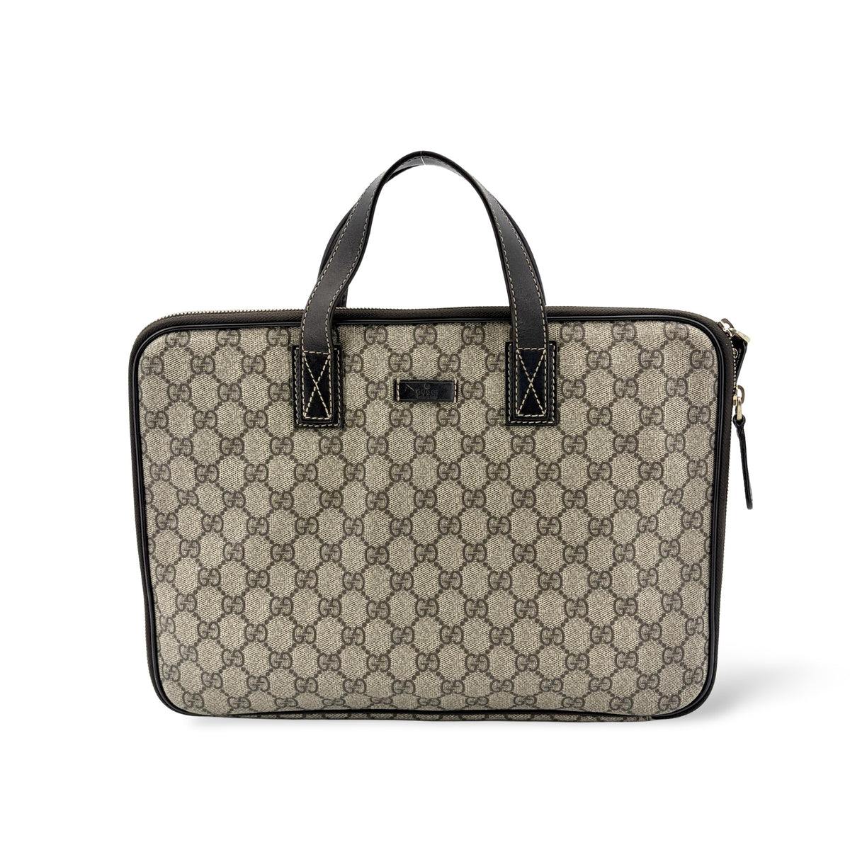 Gucci Laptop Gg Coated Canvas Brown Canvas Briefcase Bag (Pre-Owned)