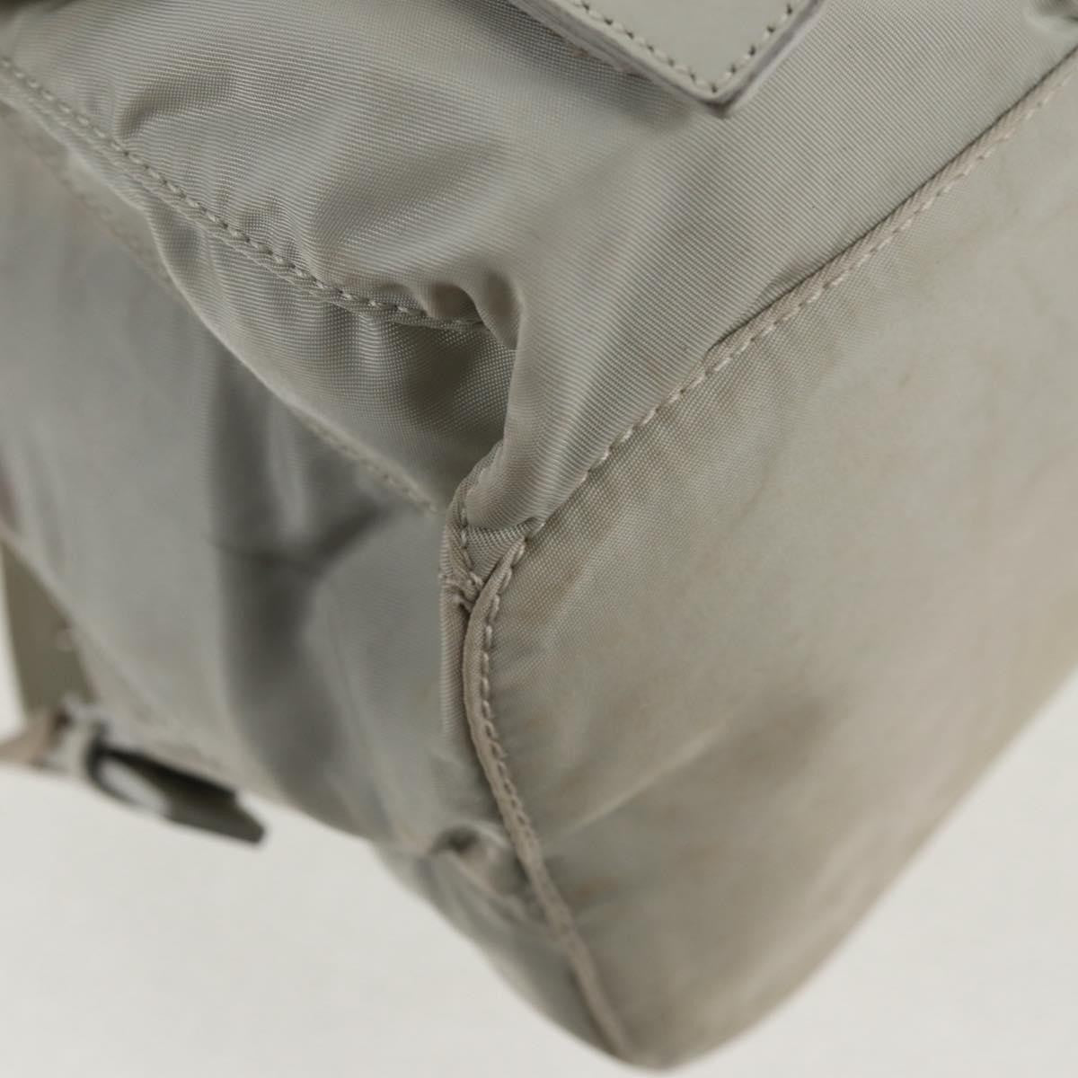 Prada Double Pocket Backpack Chain Shoulder Re-Nylon Gray Nylon Backpack Bag (Pre-Owned)