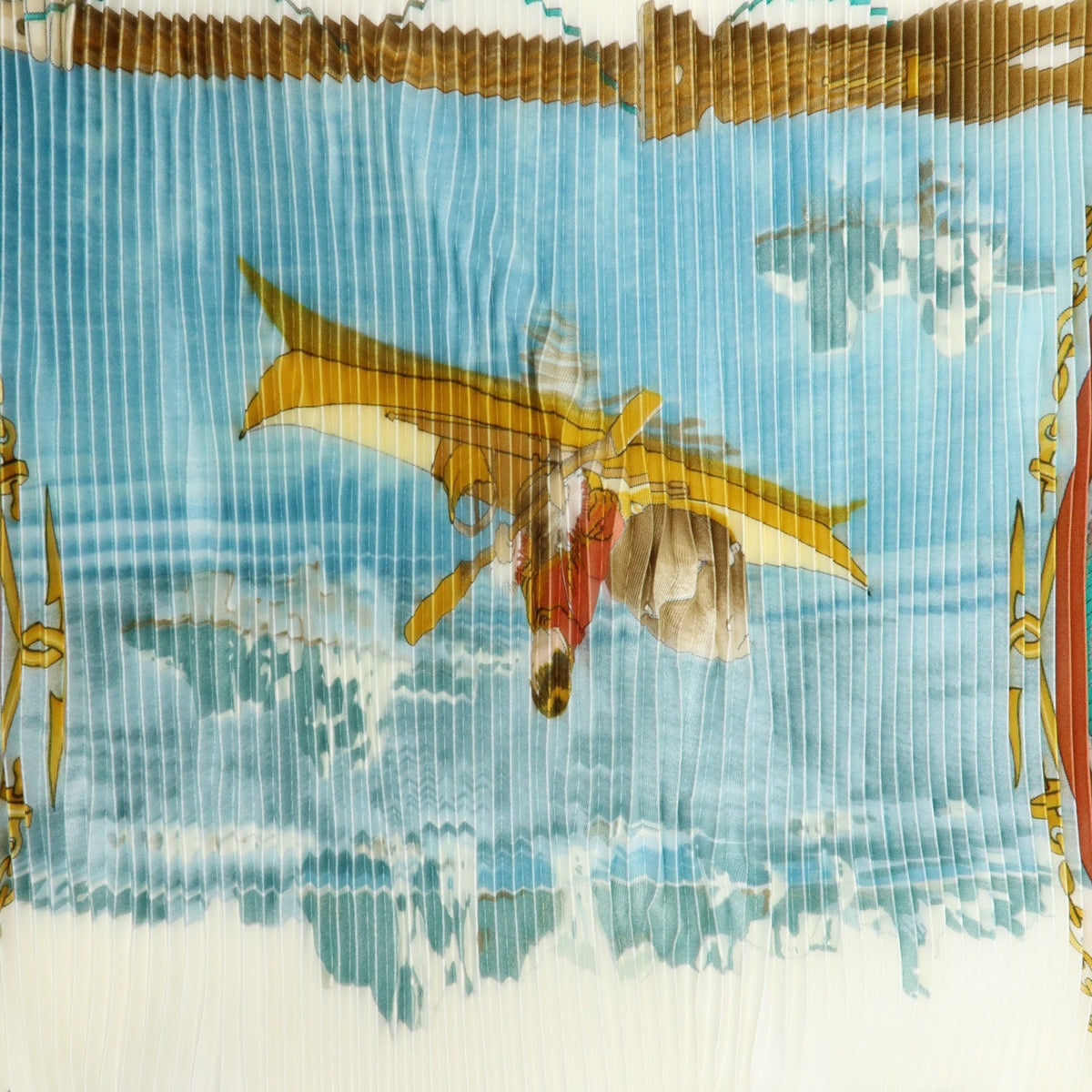Hermes Gronland Pleated Silk Brown Silk Scarve & Shawl Accessory (Pre-Owned)