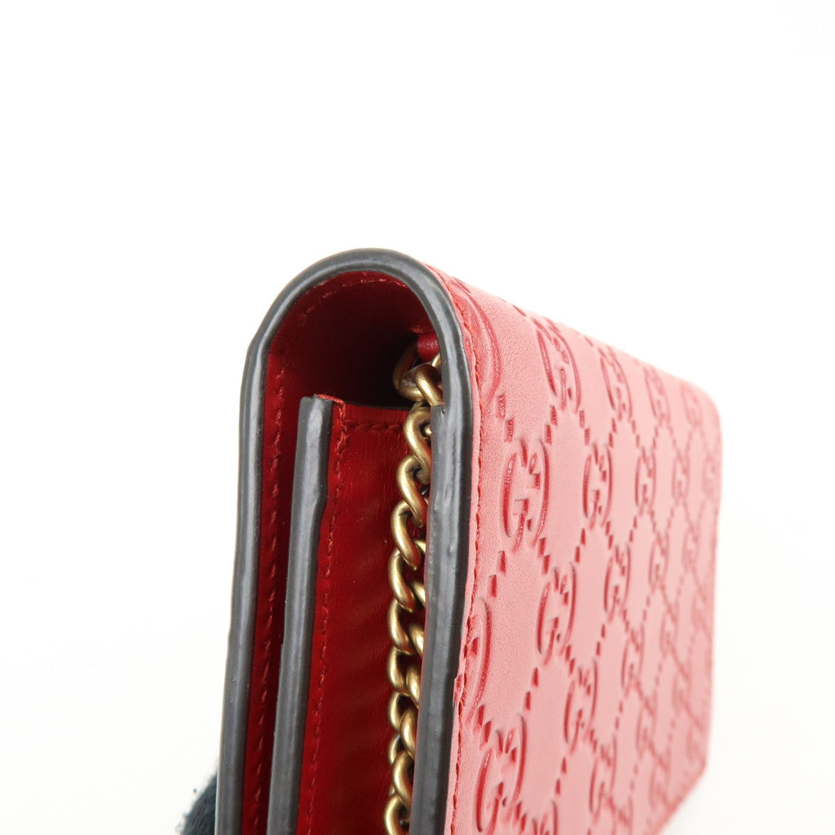 Gucci Cherries Wallet On Chain Guccissima Leather Red Leather Crossbody Bag Bag (Pre-Owned)