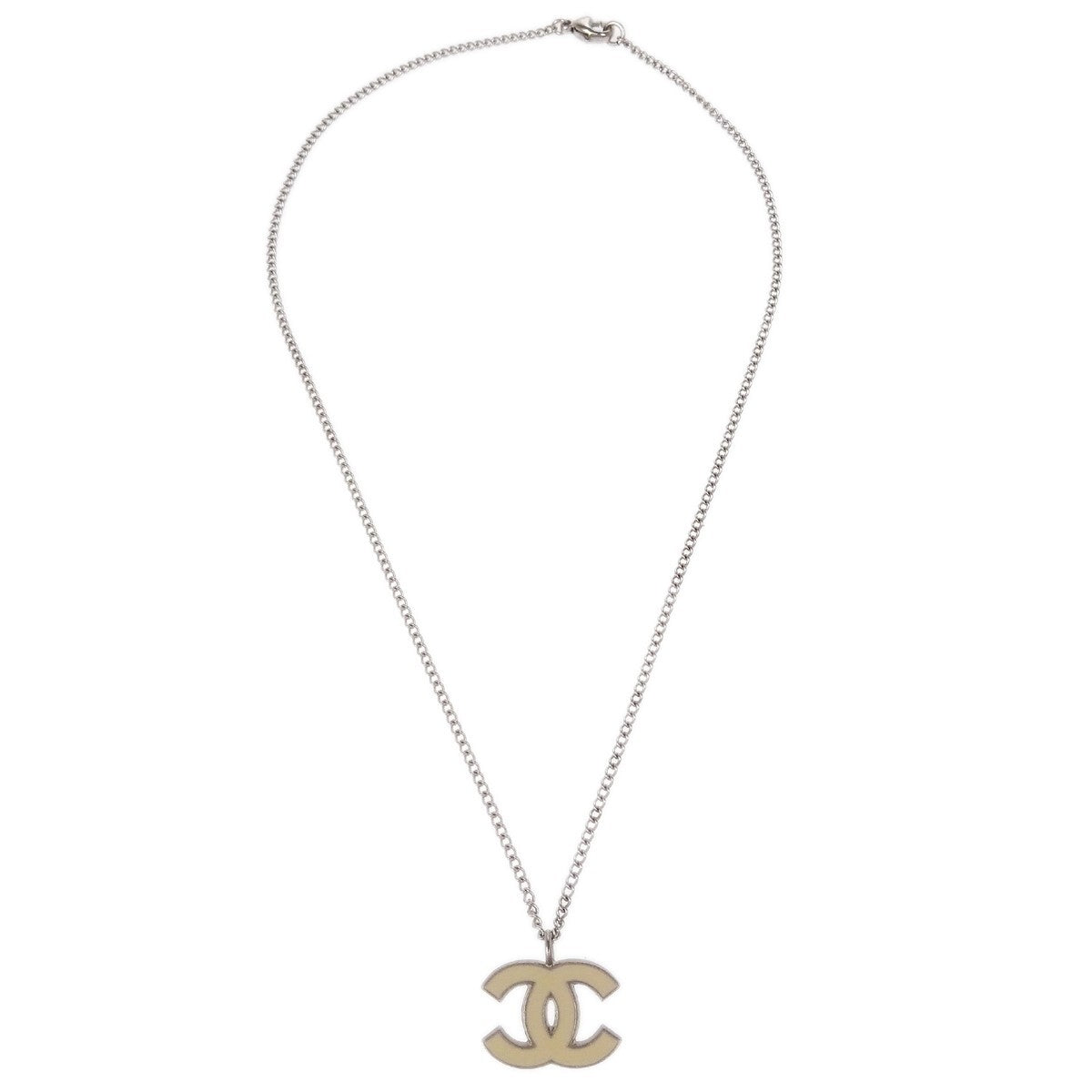 Chanel Cc Logo Pendant Metal Silver Silver_Plated Necklace Jewelry (Pre-Owned)